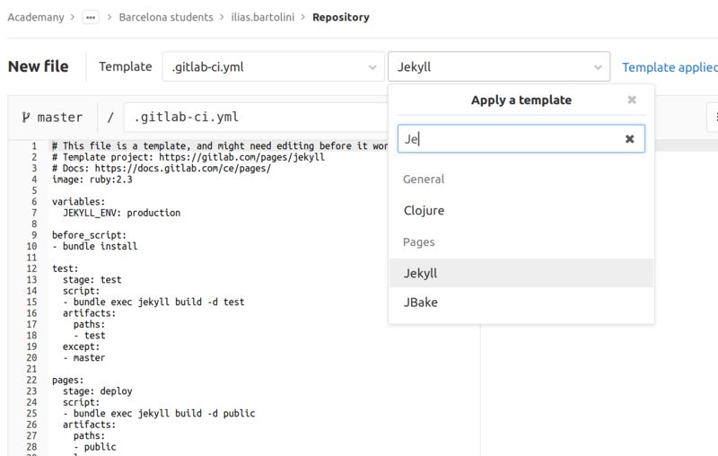 GitLab CI template for Jekyll Screenshot