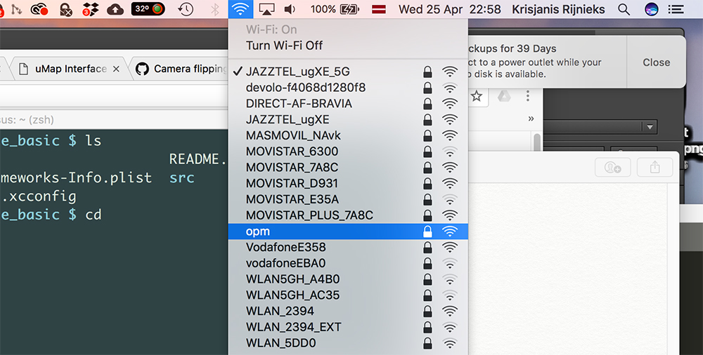 OPM network on the list of available WiFi networks