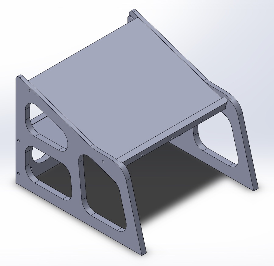Normal Solidworks view of the assembled laptop stand