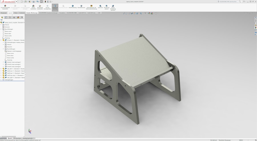 A 'metal' rendering of the laptop stand