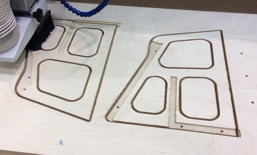 cutting outside contours, with the inside cutouts already done