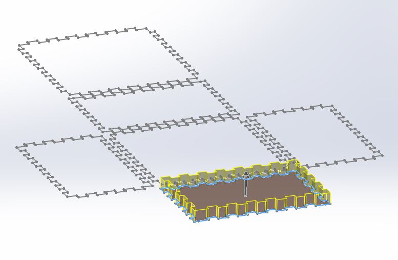 Extruding selected
          profiles in Solidworks and saving out the various parts.