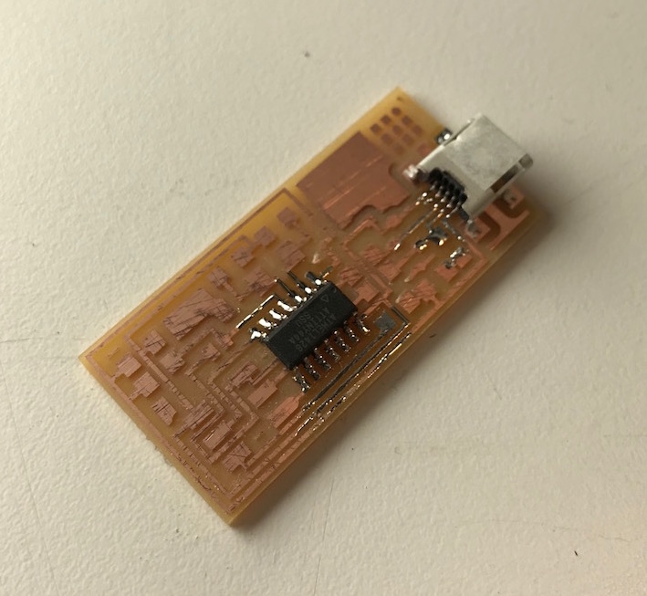 Microcontroller and USB connector soldered