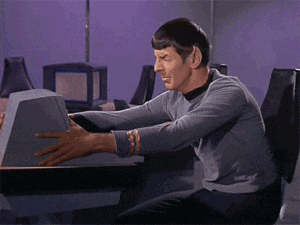 Spock is frustrated with his computer