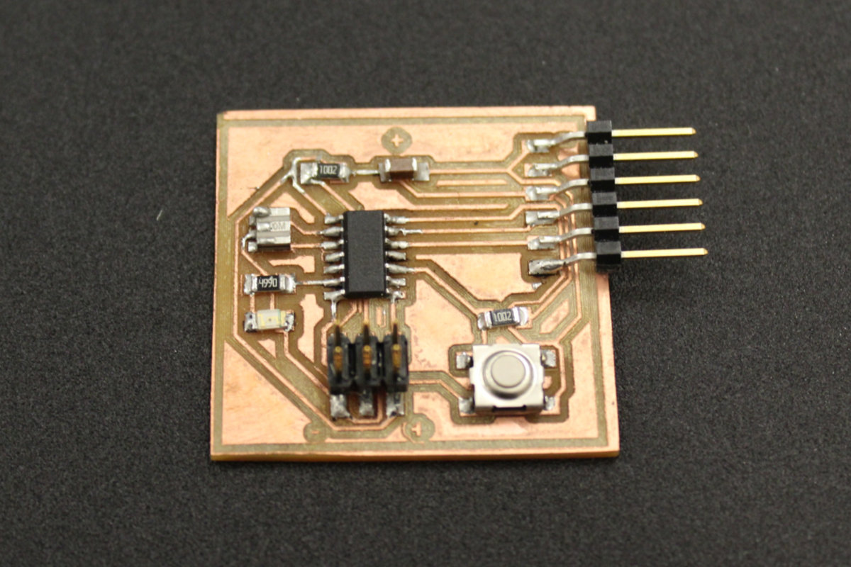 The board with the components soldered on