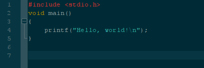 A basic 'Hello, world' program, written in C.