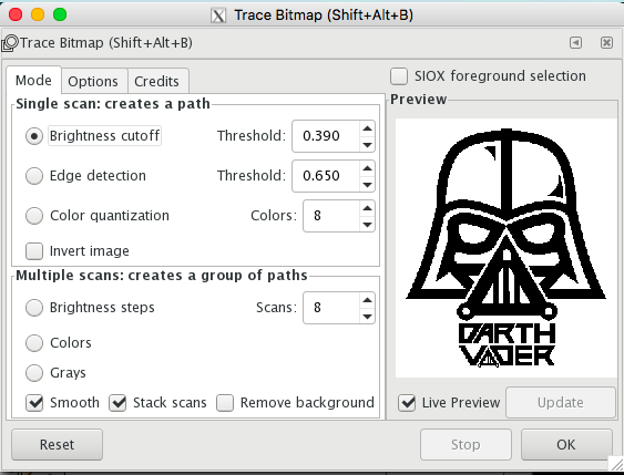 Bit Trace Darth Vader options