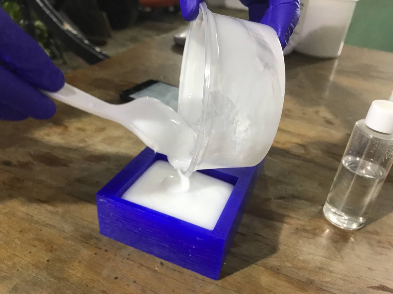 pouring the silicone