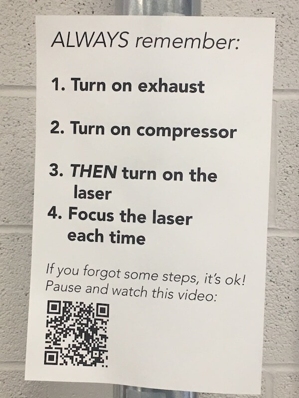 laser cutter reminder list