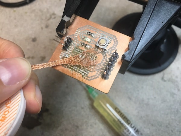 using solder braid on PCB